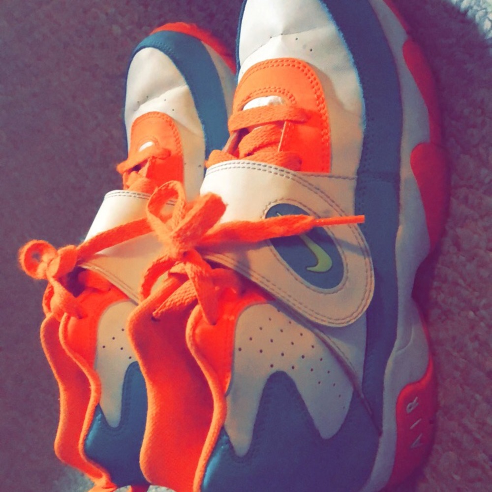 Blue and orange Nike gym shoes
